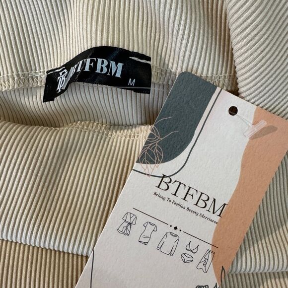 BTFBM Elegant Cream Off-Shoulder Dress Size M - Picture 8 of 10